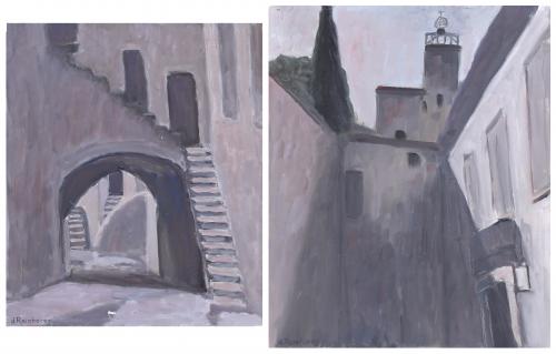 DIDIER REINHAREZ (20TH CENTURY). PAIR OF GREY LANDSCAPES.