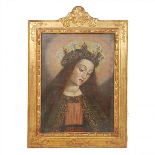 17TH CENTURY SPANISH SCO "MADONNA READING".