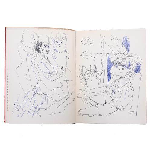 EMILI GRAU-SALA (1911-1975). Pen drawing on the cover of the book: "L'expansió de l'Art Català al Món".