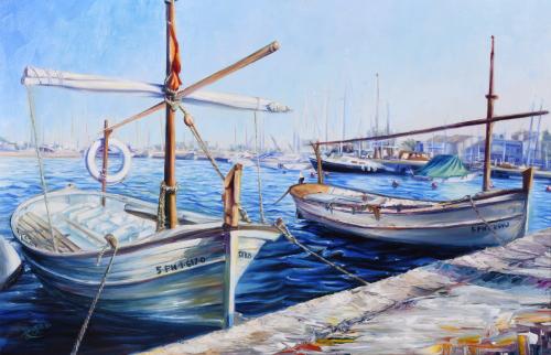 JOAQUÍN ASENSIO MARINÉ (1890-1961). "BARCAS", 1984.