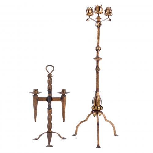 TWO BRONZE CANDELABRA, CIRCA 1950. 