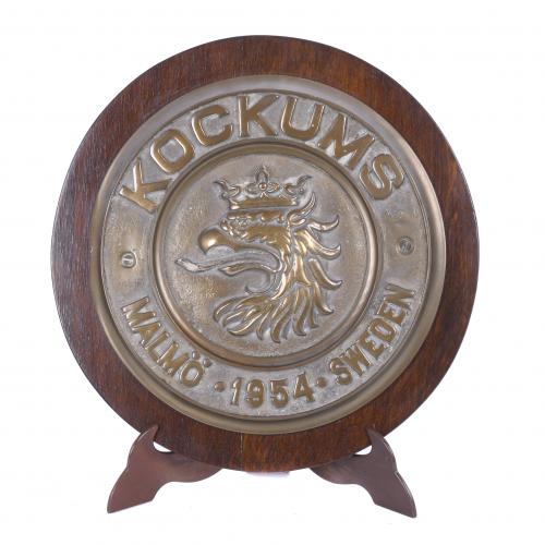 SAAB KOCKUMS. BOAT PLAQUE, 1954. 