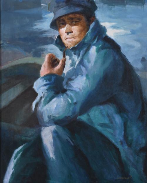 JUAN RAMÓN CEBRIÁN (1914-2006).  "PORTRAIT OF A FISHERMAN".