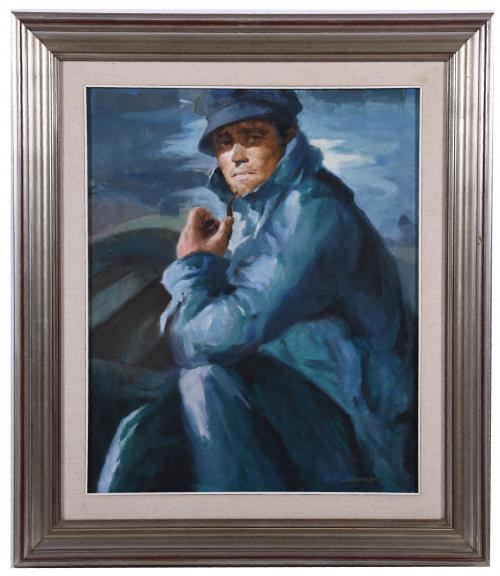 JUAN RAMÓN CEBRIÁN (1914-2006).  "PORTRAIT OF A FISHERMAN".