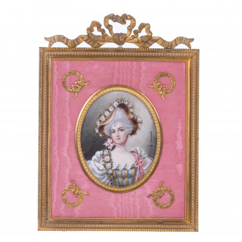 SECOND HALF OF 19TH CENTURY FRENCH SCHOOL. MINIATURE OF A LADY.