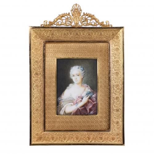 SECOND HALF OF 19TH CENTURY FRENCH SCHOOL. MINIATURE OF MADAME DE POMPADOUR. 