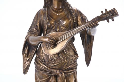 20TH CENTURY FRENCH SCHOOL. "GIRL WITH AN INSTRUMENT", 1890