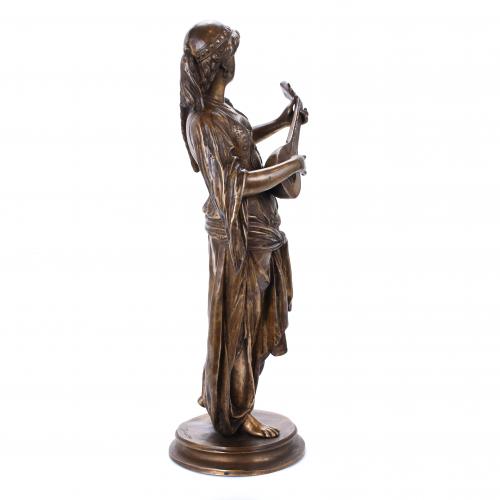 20TH CENTURY FRENCH SCHOOL. "GIRL WITH AN INSTRUMENT", 1890