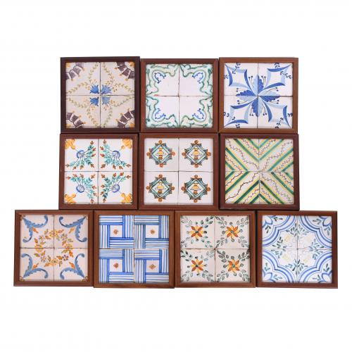 TEN CATALAN "DE MOSTRA" TILES, 20TH CENTURY.