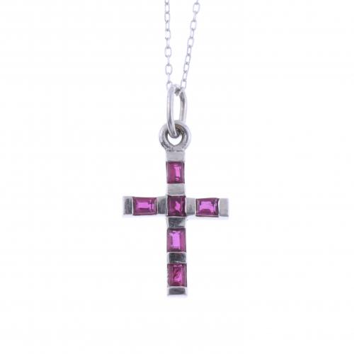 CROSS PENDANT WITH RUBIES.