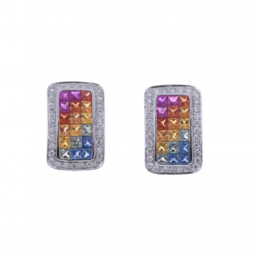 TUTTI FRUTTI GEMSTONES EARRINGS WITH DIAMONDS.