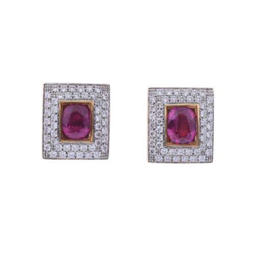 RUBIES AND DIAMONDS EARRINGS.