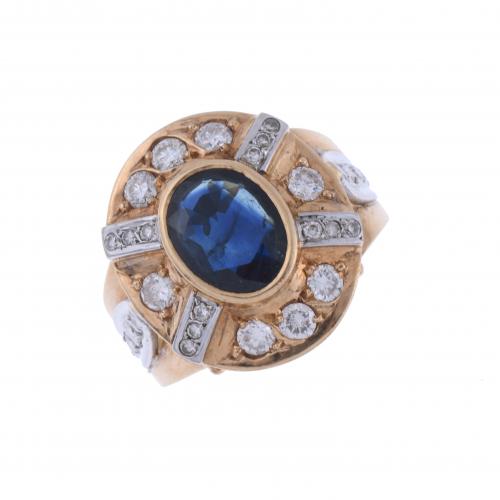 RING WITH DIAMONDS AND SAPPHIRE.