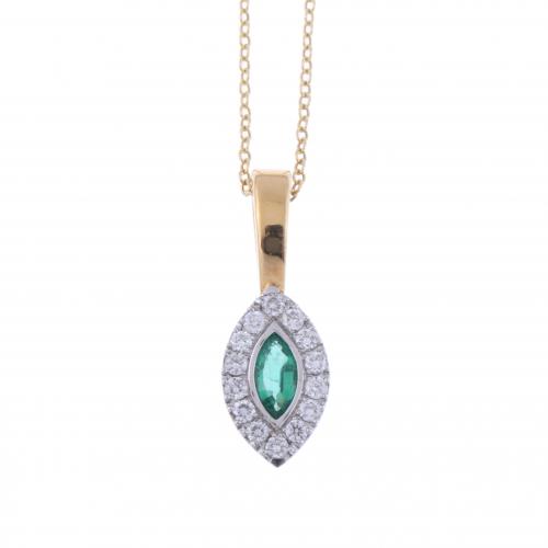 DIAMONDS AND EMERALD PENDANT.