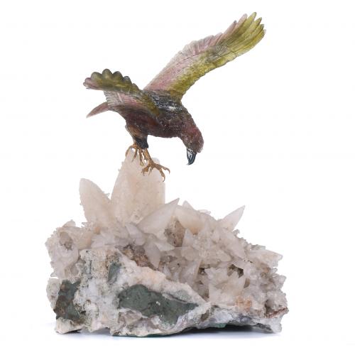 IDAR-OBERSTEIN SCHOOL, 20TH CENTURY. TOURMALINE CARVING "EAGLE", 20TH CENTURY. 