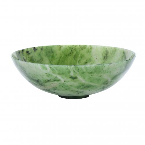 HELMUT WOLF (1940).  LARGE CARVED JADE BOWL. 