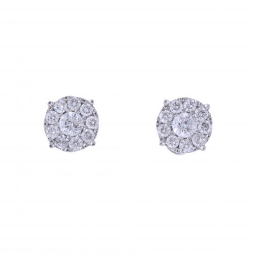 BUTTON EARRINGS WITH DIAMONDS.