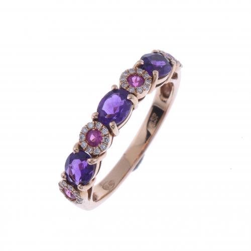 ETERNITY RING WITH AMETHYSTS AND RUBIES.