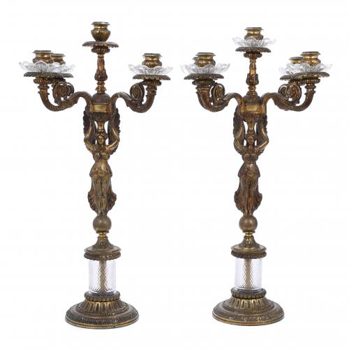 PAIR OF FRENCH EMPIRE-STYLE CANDELABRA, EARLY 20TH CENTURY. 