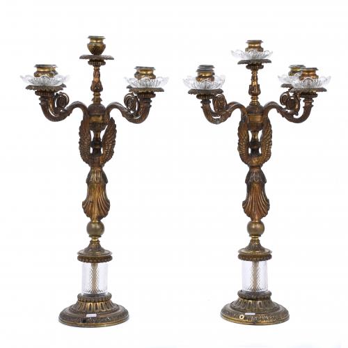 PAIR OF FRENCH EMPIRE-STYLE CANDELABRA, EARLY 20TH CENTURY. 