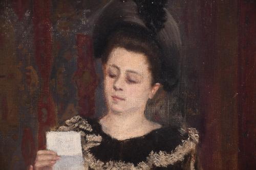 20TH CENTURY SPANISH SCHOOL. "LADY READING".