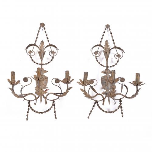 PAIR OF PIERRE LOTTIER STYLE WALL LAMPS, 20TH CENTURY. 