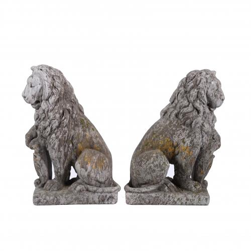 PAIR OF GARDEN FIGURES IN THE SHAPE OF A LION, 20TH CENTURY