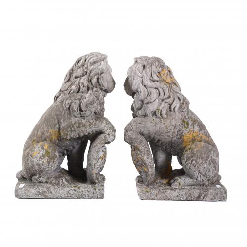 PAIR OF GARDEN FIGURES IN THE SHAPE OF A LION, 20TH CENTURY