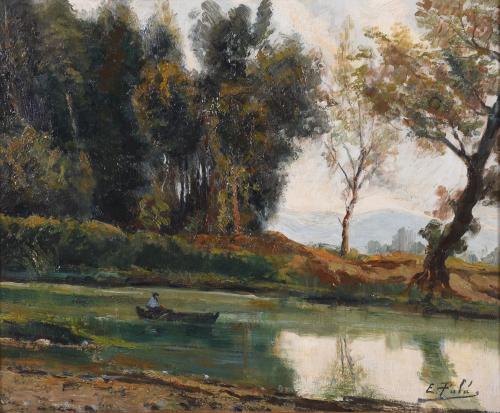 ELISEO PALÁ (act.c.1948). "RIVER LANDSCAPE".