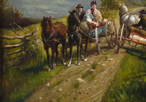 20TH CENTURY, ENGLISH SCHOOL. "CROSSROADS ON THE WAY".