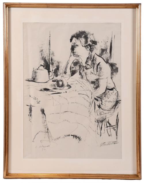 IGNASI MUNDÓ (1918-2012). "WOMAN SEATED AT A TABLE", 1972.