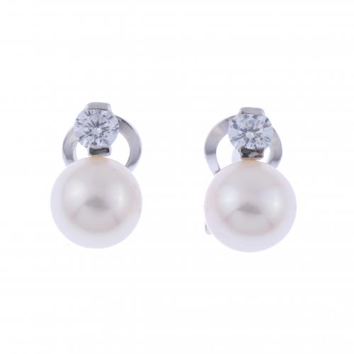 YOU AND ME EARRINGS WITH PEARL AND ZIRCON.