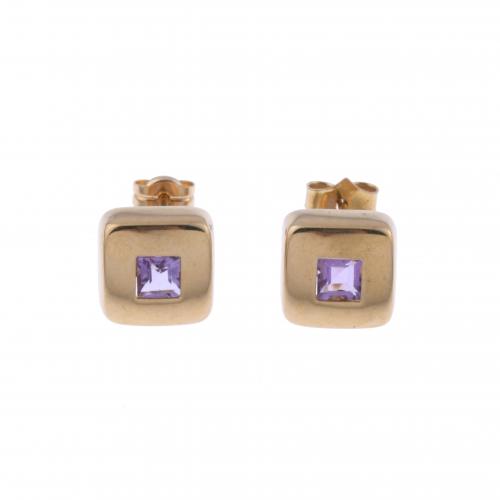 SQUARE EARRINGS WITH AMETHYST.