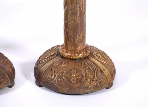 FOUR SPANISH NEO-BYZANTINE CHURCH TORCH STANDS, 19TH CENTUR