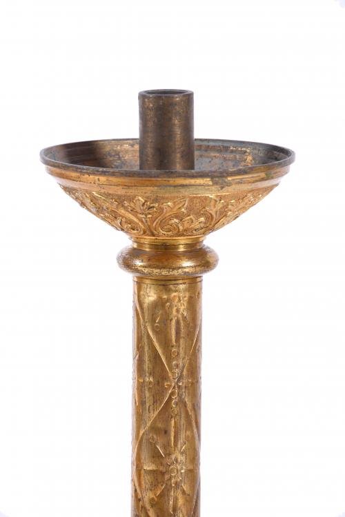 FOUR SPANISH NEO-BYZANTINE CHURCH TORCH STANDS, 19TH CENTUR