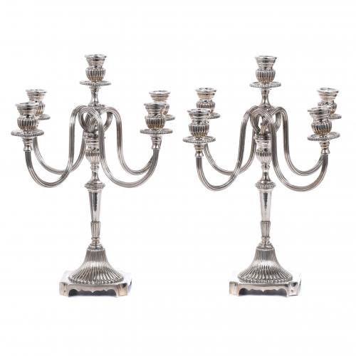 PAIR OF SILVER CANDELABRA, 20TH CENTURY.