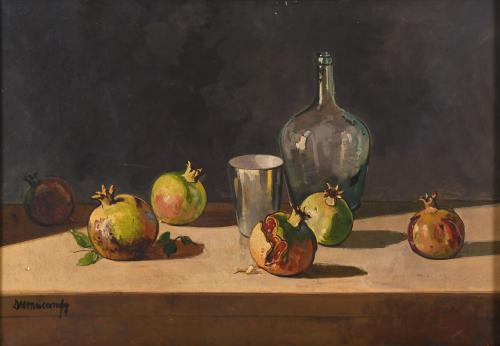 RAFAEL DURANCAMPS (1891-1979). "STILL LIFE WITH POMEGRANATES".