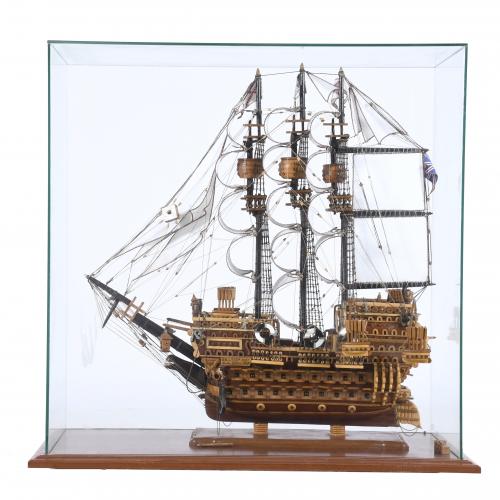 MAQUETA DE GALEÓN INGLÉS, FIN SIGLO XX. 