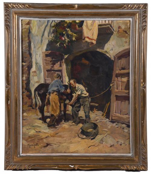 JOSEP SERRASANTA (1916-1998). "DONKEY&#39;S HORSESHOEING".