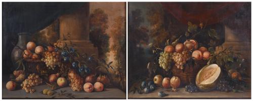 20TH CENTURY SPANISH SCHOOL. Pair of "FRUIT STILL LIFES".