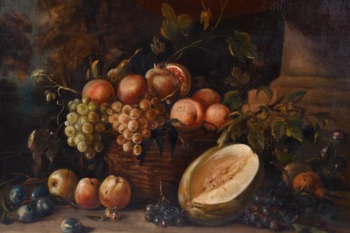 20TH CENTURY SPANISH SCHOOL. Pair of "FRUIT STILL LIFES".