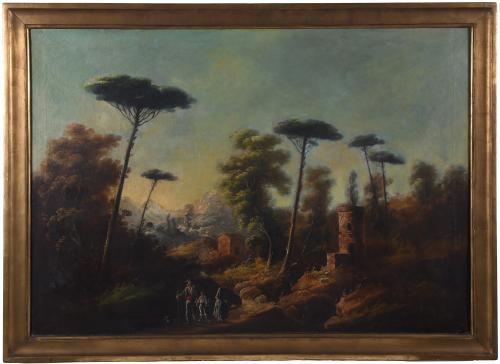 EARLY 20TH CENTURY SPANISH SCHOOL. "LANDSCAPE WITH CHARACTE