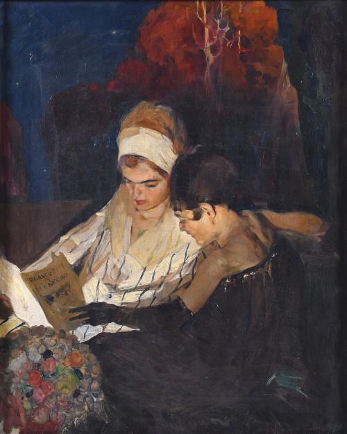 JOSÉ SEGRELLES ALBERT (1885-1969). "GIRLS READING", 1928.