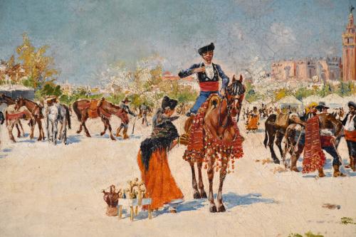 MARIANO OBIOLS DELGADO (c.1860-1911).  "PILGRIMAGE IN SEVIL