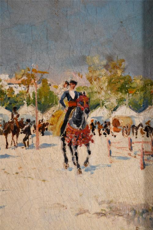 MARIANO OBIOLS DELGADO (c.1860-1911).  "ROMERÍA EN SEVILLA"