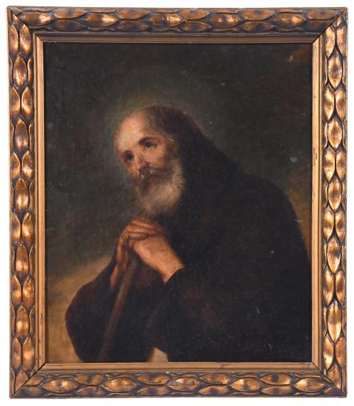 18TH CENTURY, SPANISH SCHOOL. "SAINT FRANCIS IN PRAYER".