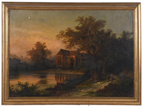 19TH CENTURY CENTRAL EUROPEAN SCHOOL. "LANDSCAPE WITH A LAK