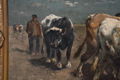 HENRY SCHOUTEN (1857/64-1927).  "COWS AND SHEPHERDS".