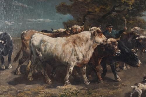 HENRY SCHOUTEN (1857/64-1927).  "COWS AND SHEPHERDS".