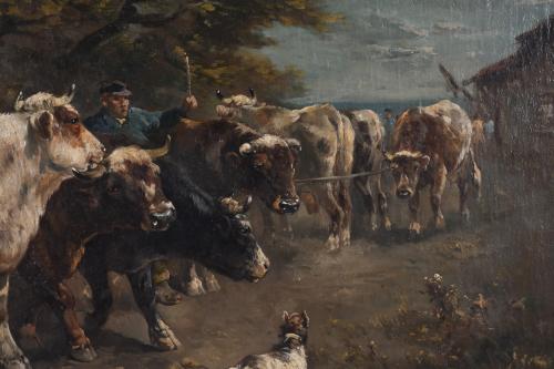 HENRY SCHOUTEN (1857/64-1927).  "COWS AND SHEPHERDS".